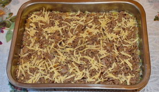 запеканка из тертых кабачков с мясным фаршем в духовке