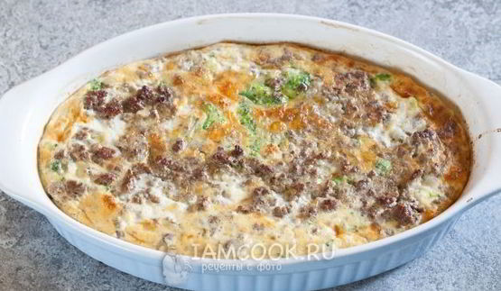 запеканка с брокколи и фаршем