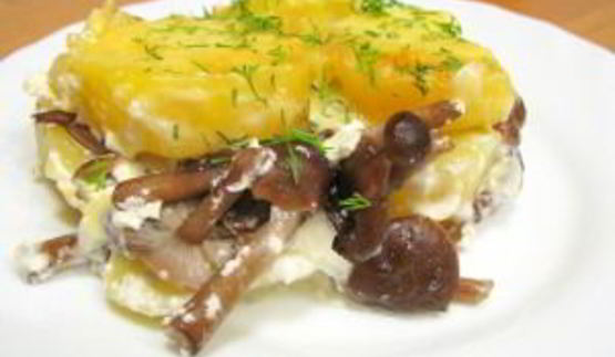 запеканка с грибами и картофелем