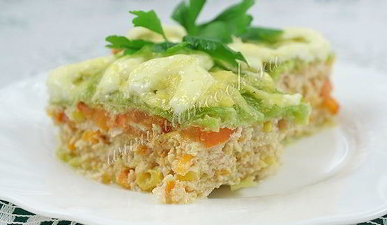 запеканка в савойской капусте с фаршем и овощами