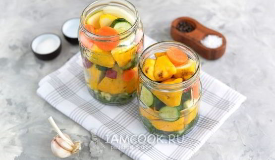 маринованные патиссоны с огурцами на зиму