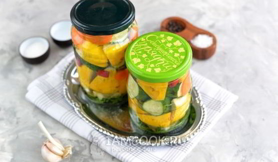 маринованные патиссоны с огурцами на зиму