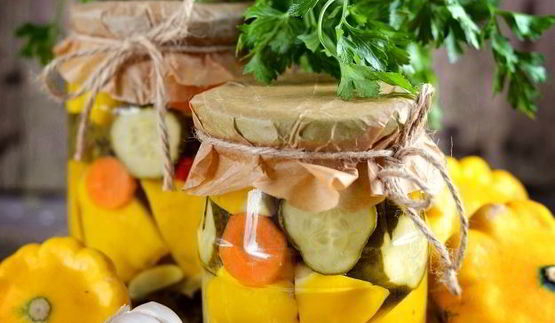 маринованные патиссоны с огурцами на зиму