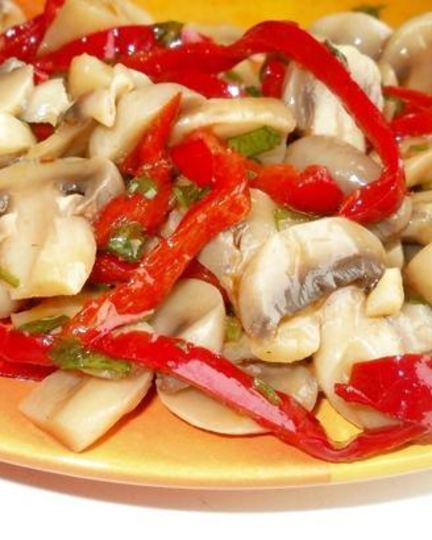 Рецепт маринованных шампиньонов со сладким перцем