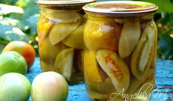 маринованные зеленые помидоры дольками