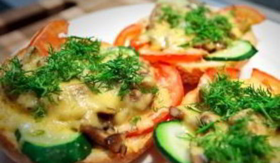бутерброды с шампиньонами и сыром