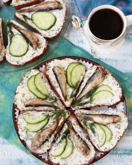 Рецепт бутербродов со шпротами и сливочным маслом