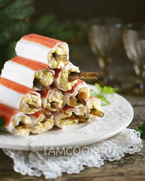 Крабовые палочки, фаршированные сыром и шпротами