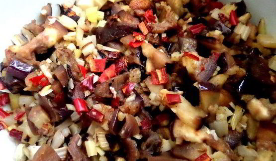 фриттата из баклажанов с грибами