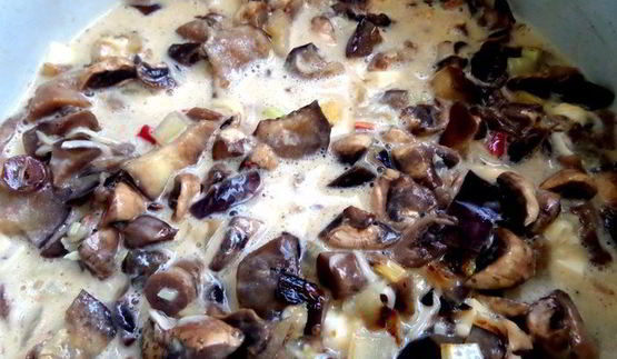 фриттата из баклажанов с грибами