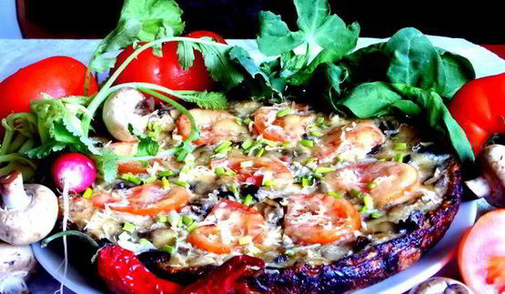 фриттата из баклажанов с грибами