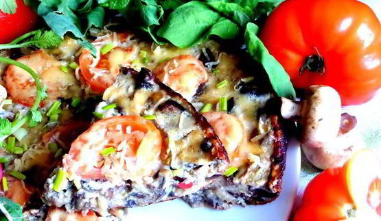 фриттата из баклажанов с грибами