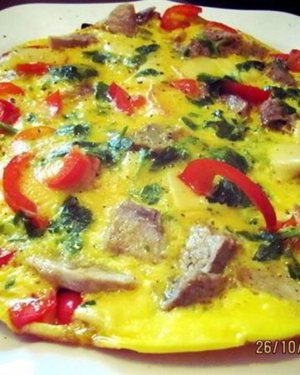 Рецепт фриттаты с телятиной, красным перцем и шпинатом