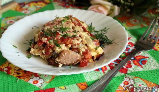 омлет с овощами и ветчиной