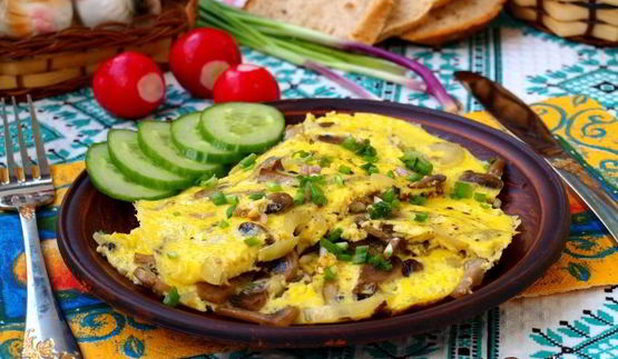 омлет с шампиньонами