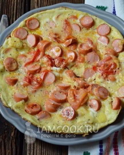 Рецепт омлета с сосисками и помидорами