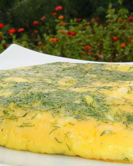 Рецепт омлета с укропом и творогом