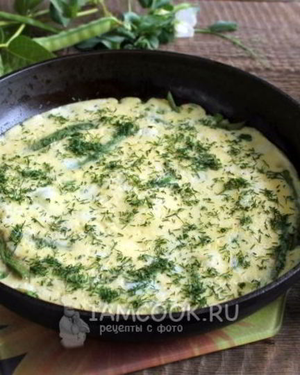 Рецепт омлета с зеленым горошком и стручковой фасолью
