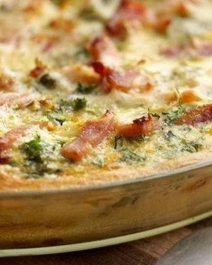 Рецепт овощной фриттаты с грибами и ветчиной