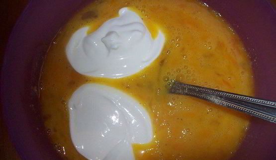 сметанный омлет с грибами