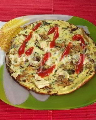 Жаренный омлет с капустой