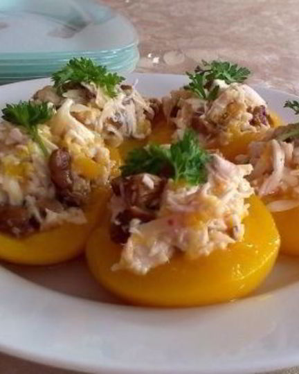 Рецепт персиков, фаршированных курицей