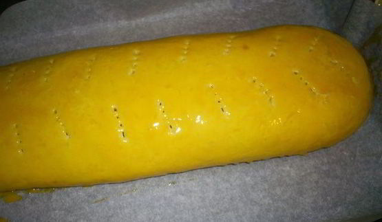 картофельный рулет с шампиньонами и квашеной капустой