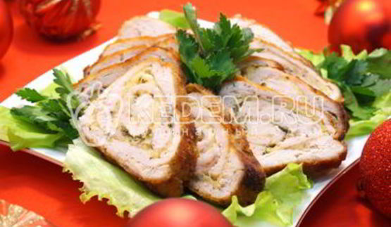 куриный рулет с сыром и укропом