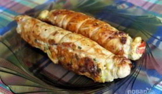 куриный рулет с сыром и зеленью