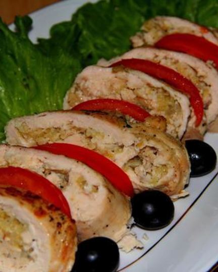 Рецепт куриных рулетиков с лимонно-яблочной начинкой