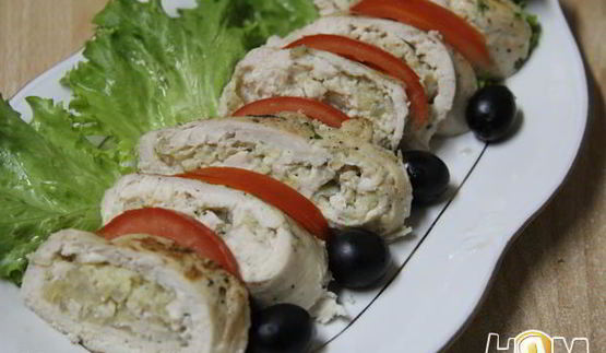 куриные рулетики с лимонно-яблочной начинкой