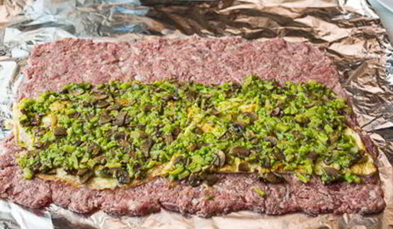 мясной рулет с брокколи и грибами