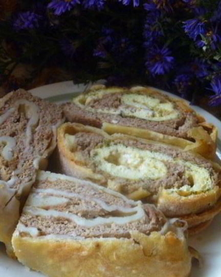 Рецепт мясного рулета в тесте два из одного