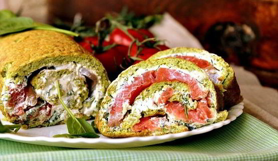 рулет из брокколи с форелью