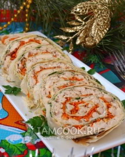 Рецепт рулета из лаваша с курицей