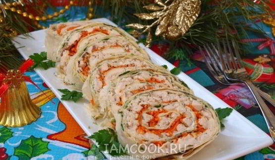 рулет из лаваша с курицей