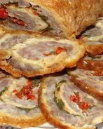 Рулет из сырного теста с мясным фаршем
