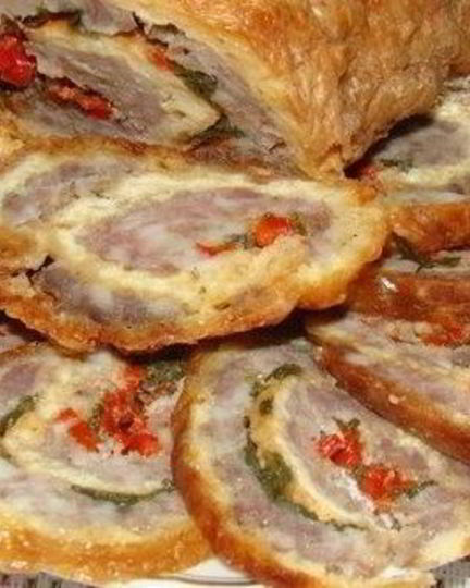 Рецепт рулета из сырного теста с мясным фаршем