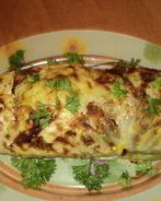 Рулет с капустой, гречневой кашей и грибами