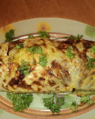 Рулет с капустой, гречневой кашей и грибами