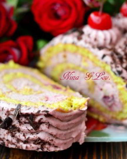 Рецепт рулета вишня в белом шоколаде