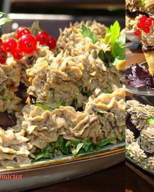 Рулетики из баклажанов с ореховым кремом