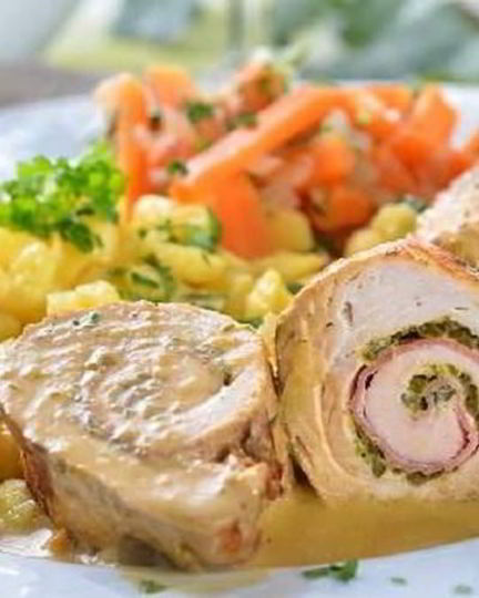 Рецепт рулетиков из индейки с ветчиной