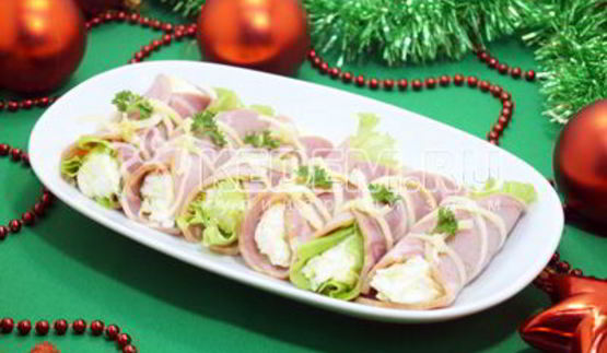 рулетики из ветчины