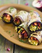 Рулеты из баклажанов с овощами