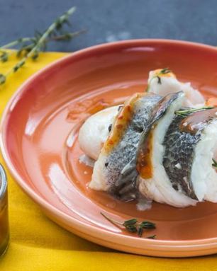 Рулеты из сибаса с креветками