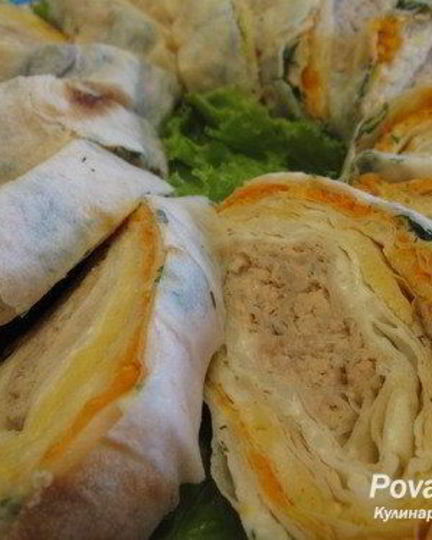 Рецепт запеченного рулета из лаваша с начинкой