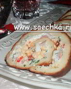 Заварной рулет с копченым мясом