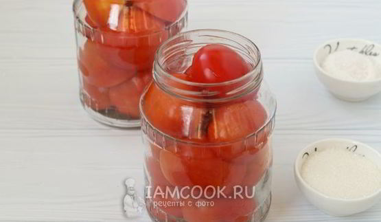 сладкие маринованные помидоры половинками