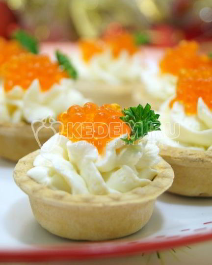 Рецепт тарталеток с красной икрой